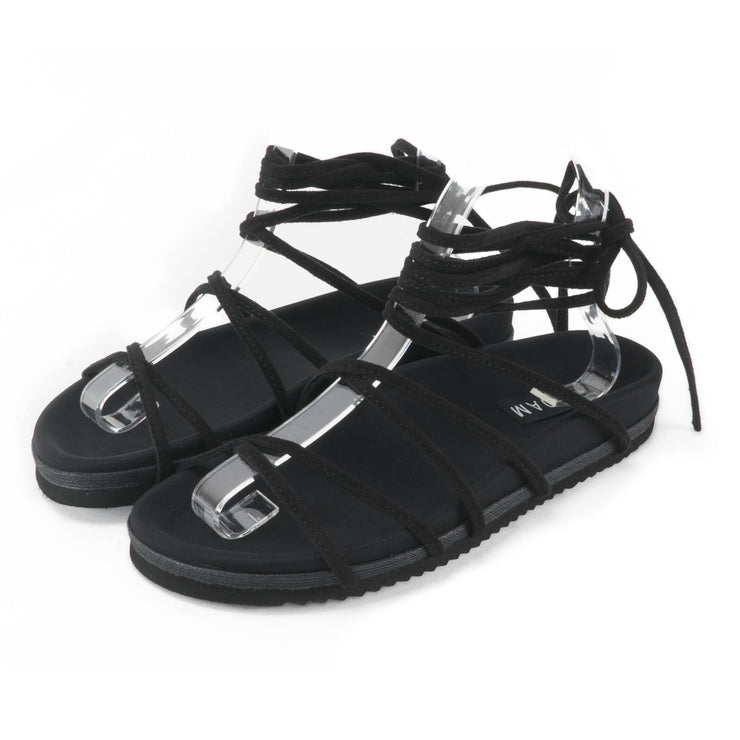ROAM Rope Sandals Black Faux Suede