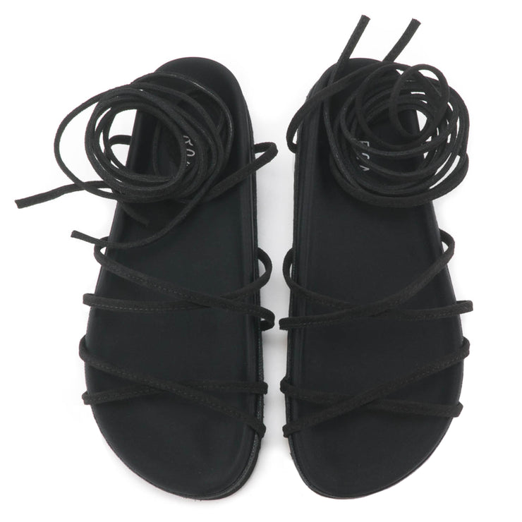 ROAM Rope Sandals Black Faux Suede