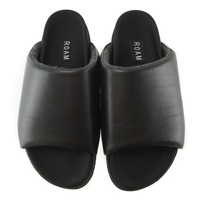 ROAM Leather Slippers Black Vegan Leather