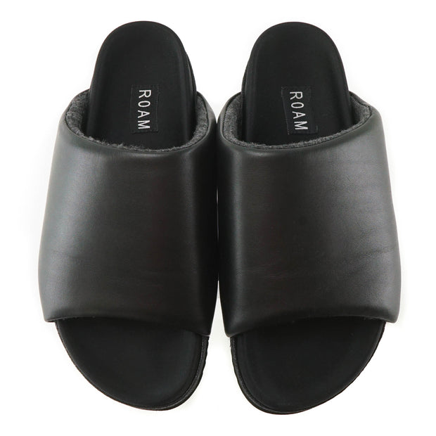 ROAM Leather Slippers Black Vegan Leather