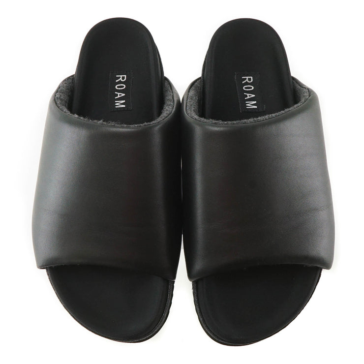 ROAM Leather Slippers Black Vegan Leather