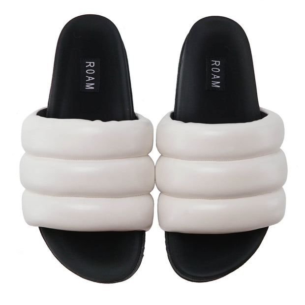 ROAM Puffy Sandals White Vegan Leather