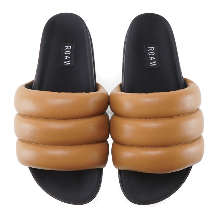ROAM Puffy Sandals Cognac Vegan Leather