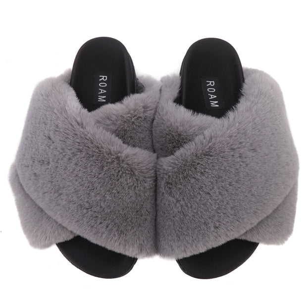 ROAM Cloud Slippers Lavender Grey Faux Fur