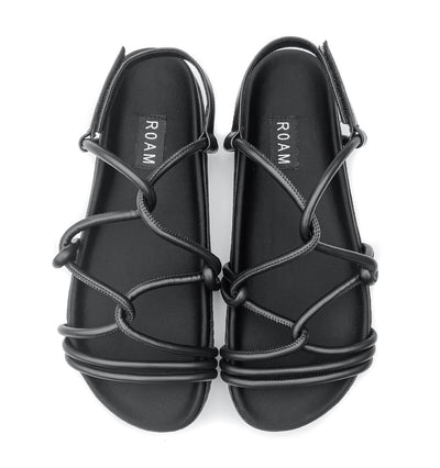 ROAM LINKY SANDALS BLACK VEGAN LEATHER