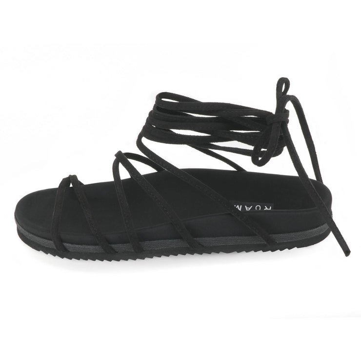 ROAM Rope Sandals Black Faux Suede